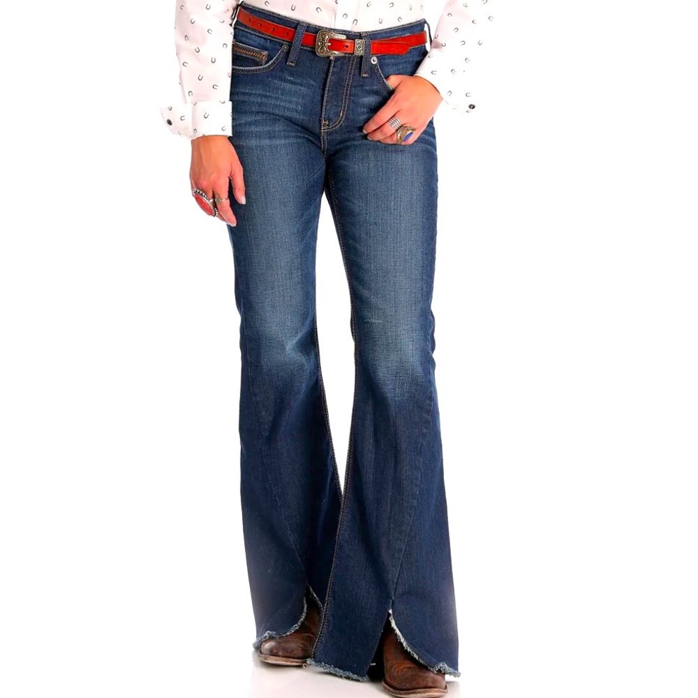 Women's Cruel Girl Hannah Dark Wash Flare Jean 27/3 XLong